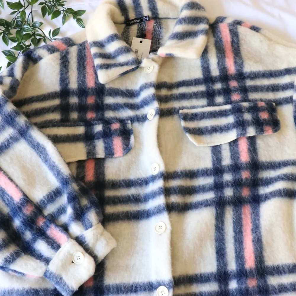 oversized long line check shacket - Picture 5 of 12